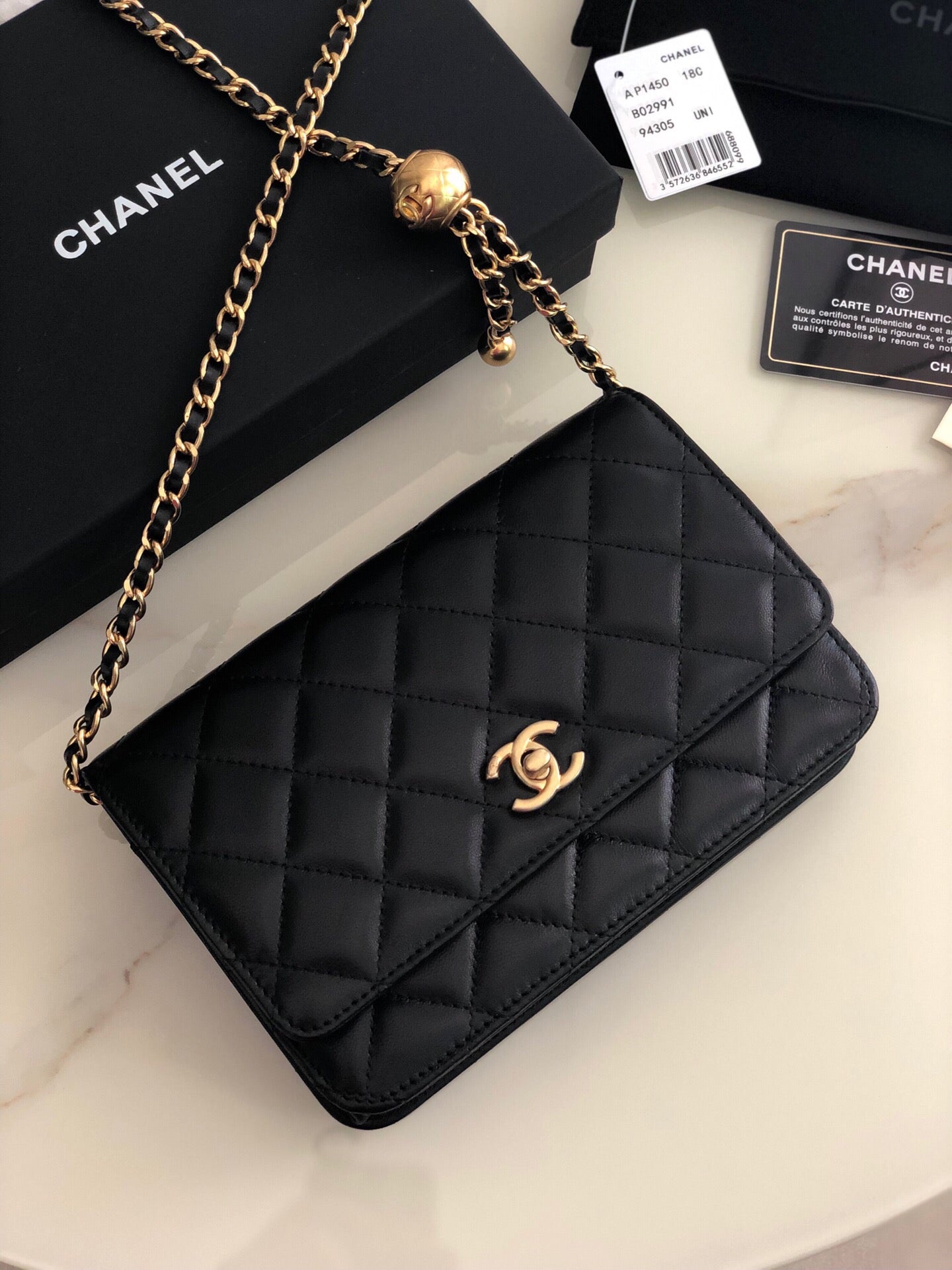 Bolsa Chanel WOC Lambskin Preta